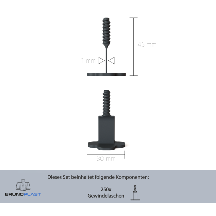 250 Stück NIVIFIX Standard-Gewindelaschen PRO (linear), Fugenbreite 1.0 mm