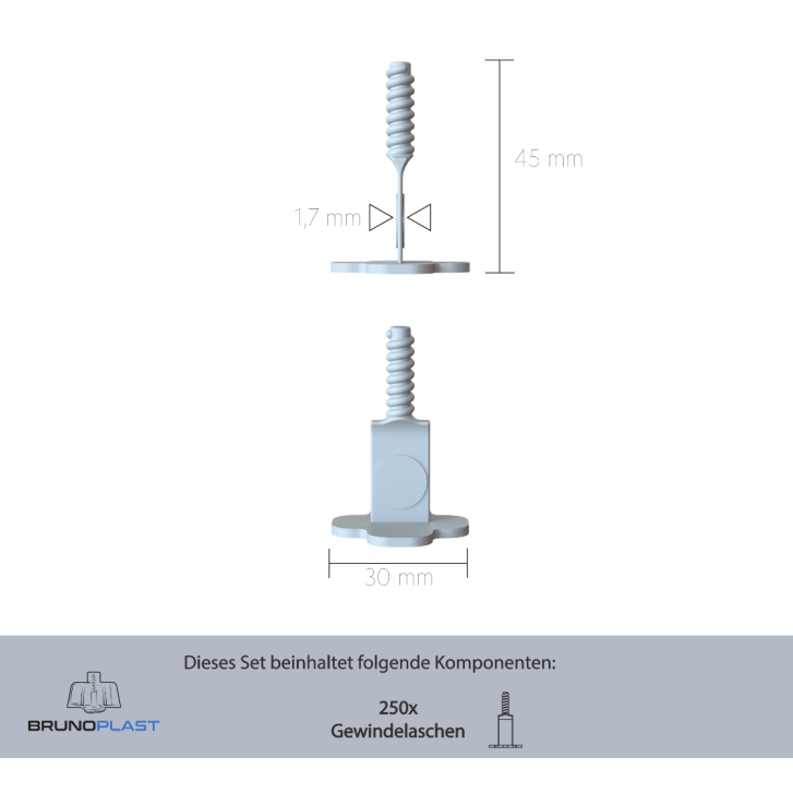 250 Stück NIVIFIX Standard-Gewindelaschen PRO (linear), Fugenbreite 1.7 mm