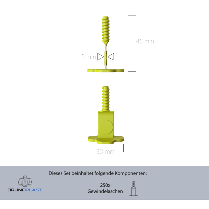 250 Stück NIVIFIX Standard-Gewindelaschen PRO (linear), Fugenbreite 2.0 mm