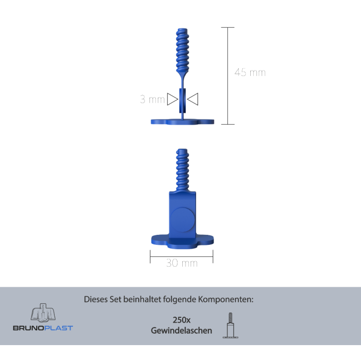 250 Stück NIVIFIX Standard-Gewindelaschen PRO (linear), Fugenbreite 3.0 mm