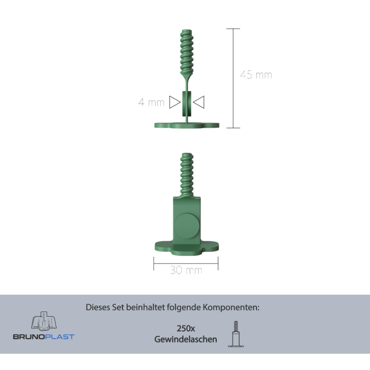 250 Stück NIVIFIX Standard-Gewindelaschen PRO (linear), Fugenbreite 4.0 mm