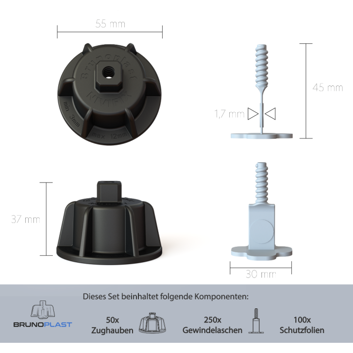 NIVIFIX Kombi-Set PRO 400-teilig schwarz für Fliesenstärke 3 - 12 mm, Fugenbreite 1.7 mm