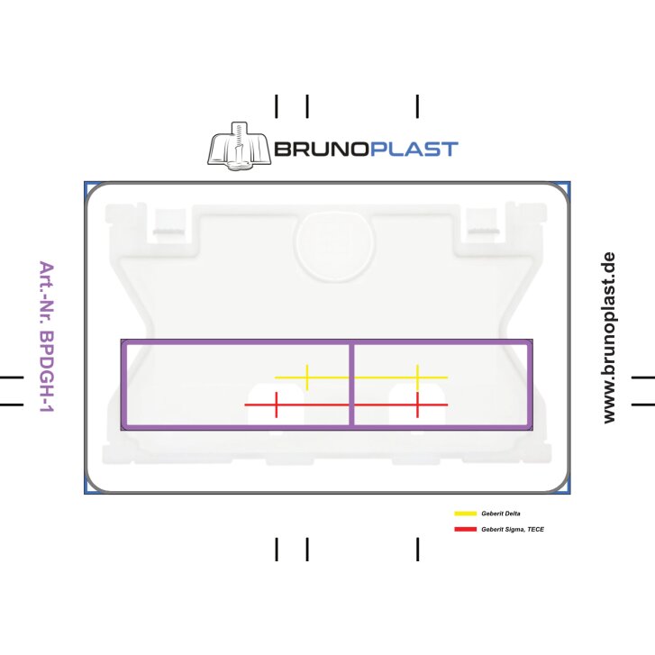 Ersatz-Aufkleber / Schnittmuster für befliesbare Drückerplatte - horizontale Ausführung (BPDGH-1)
