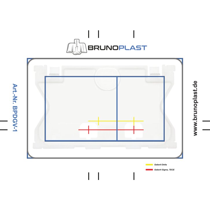 Ersatz-Aufkleber / Schnittmuster für befliesbare Drückerplatte - vertikale Ausführung (BPDGV-1)