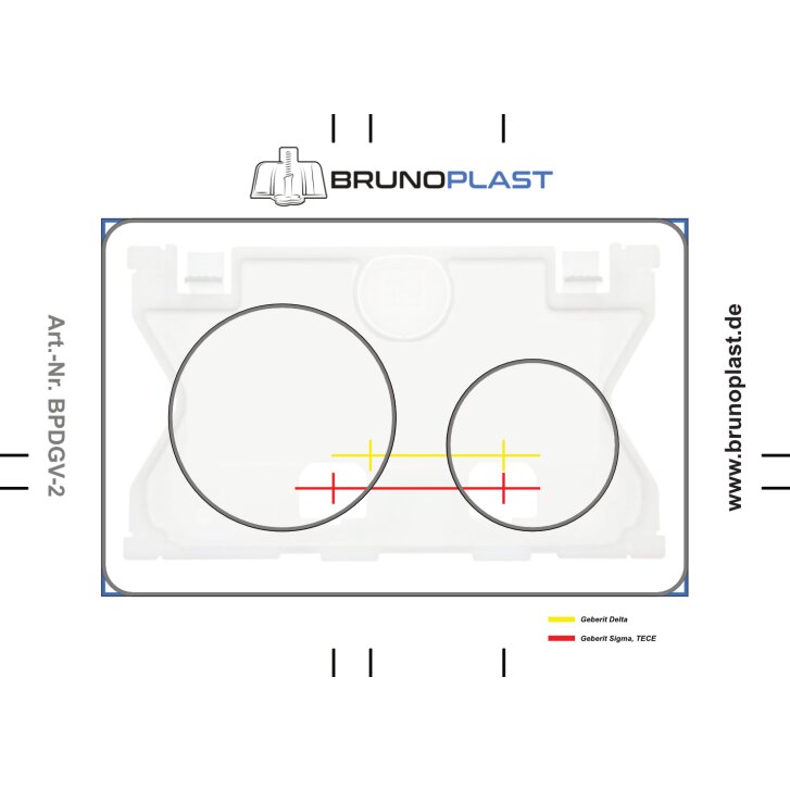 Ersatz-Aufkleber / Schnittmuster für befliesbare Drückerplatte - vertikale Ausführung (BPDGV-2)