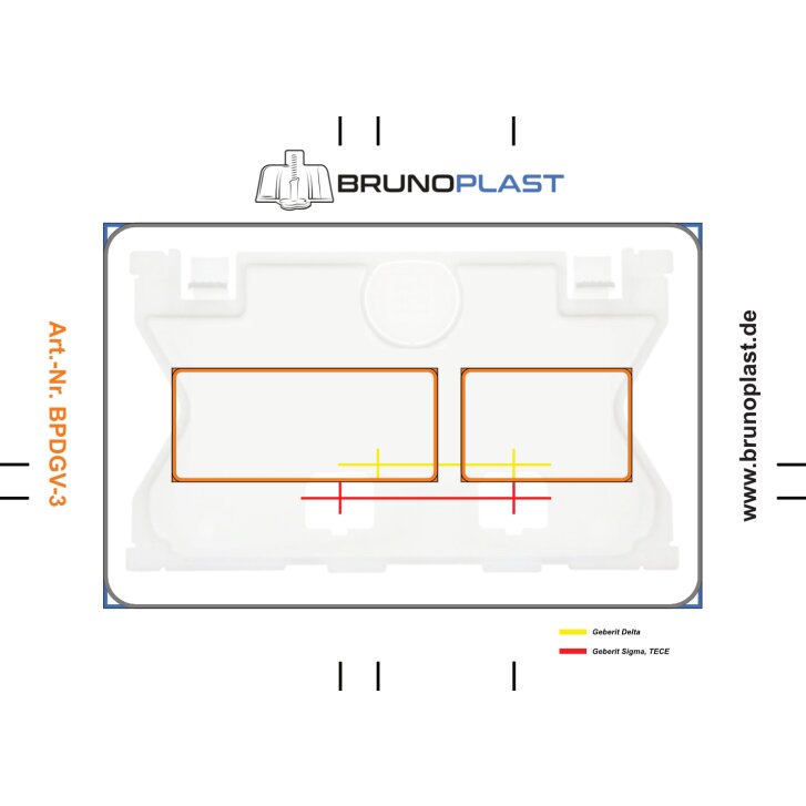 Ersatz-Aufkleber / Schnittmuster für befliesbare Drückerplatte - vertikale Ausführung (BPDGV-3)