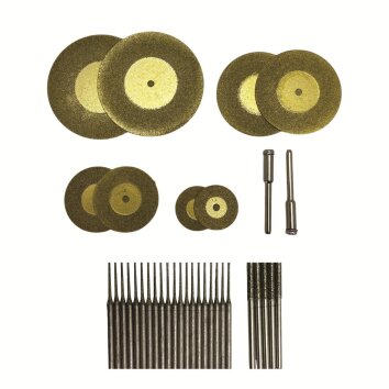 Schneidwerkzeug-Set / 25 Diamantfr&auml;sstifte &amp; 8...