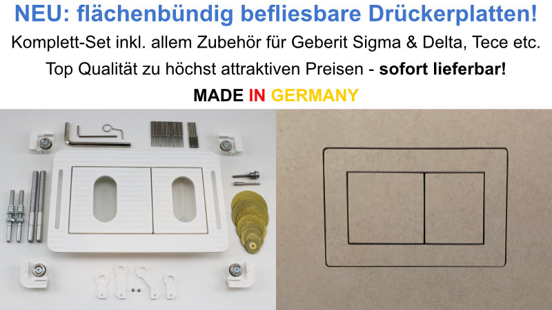Brunoplast Befliesbare Drückerplatte - Unsichtbare WC-Spülung Für Geberit & Tece